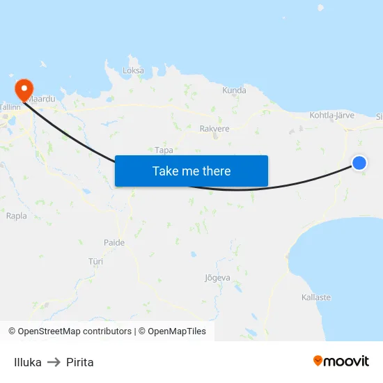 Illuka to Pirita map