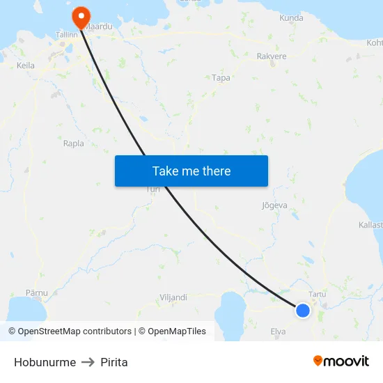 Hobunurme to Pirita map