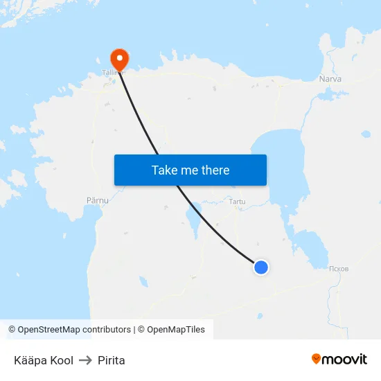 Kääpa Kool to Pirita map