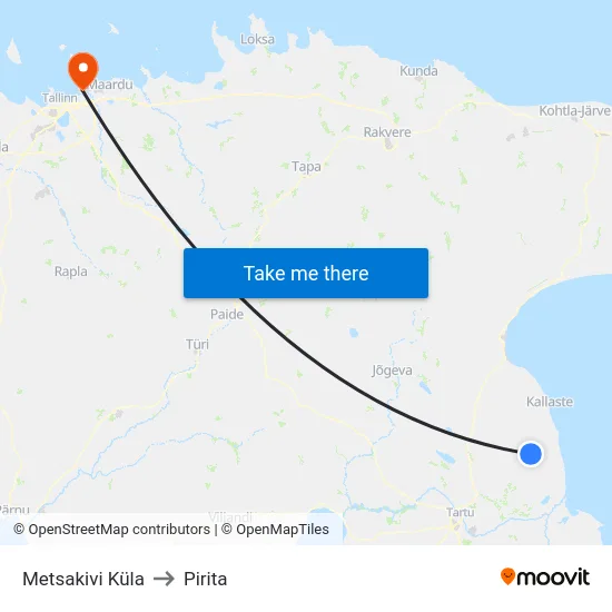Metsakivi Küla to Pirita map