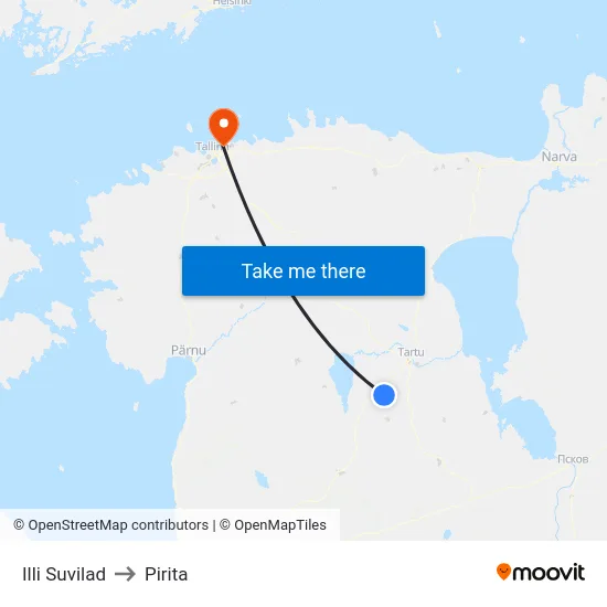 Illi Suvilad to Pirita map