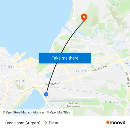 Lennujaam (Airport) to Pirita map