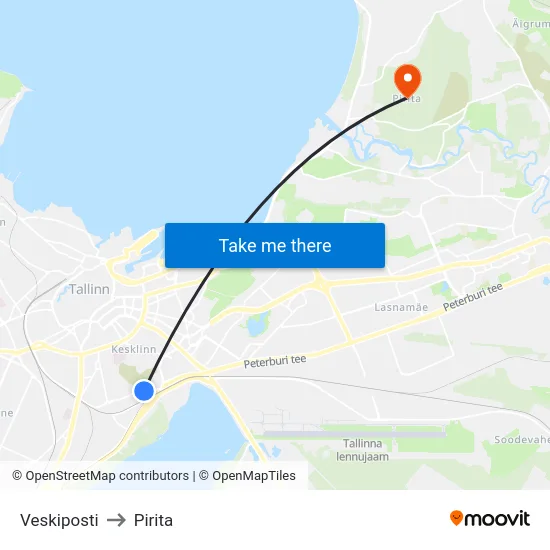 Veskiposti to Pirita map