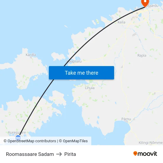 Roomassaare Sadam to Pirita map