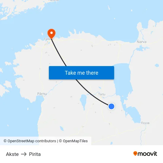 Akste to Pirita map
