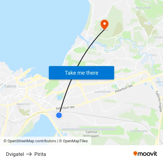 Dvigatel to Pirita map