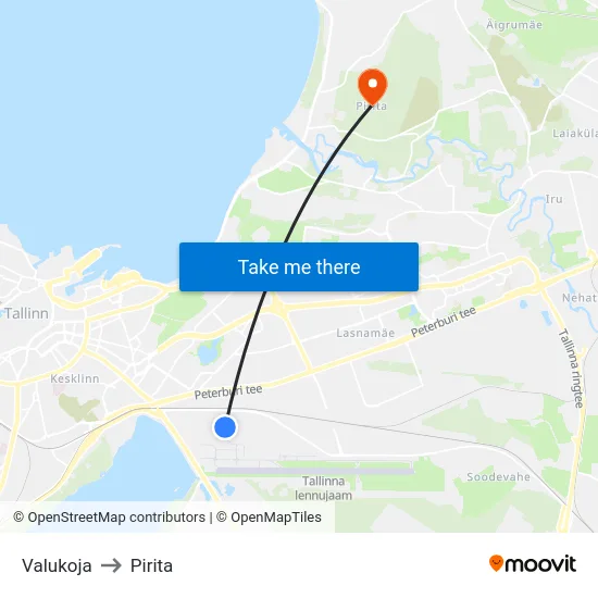 Valukoja to Pirita map