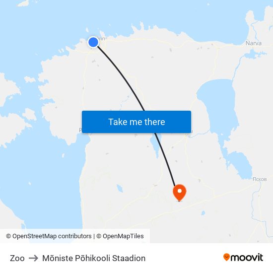 Zoo to Mõniste Põhikooli Staadion map