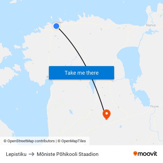 Lepistiku to Mõniste Põhikooli Staadion map