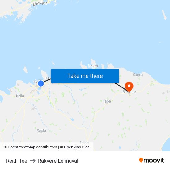 Reidi Tee to Rakvere Lennuväli map