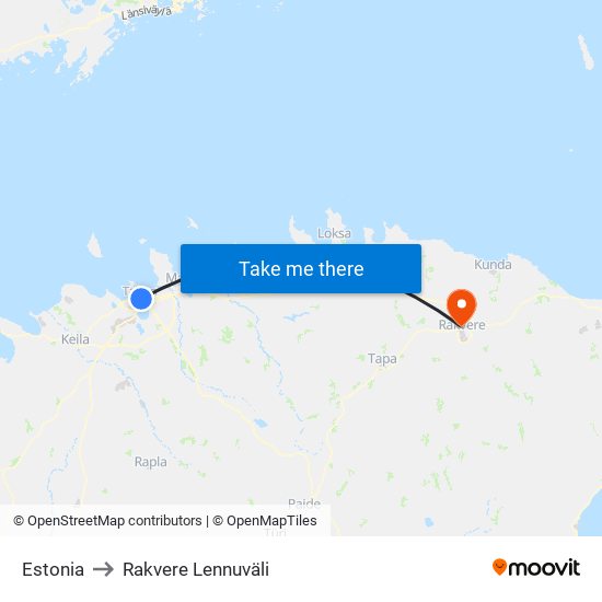 Estonia to Rakvere Lennuväli map