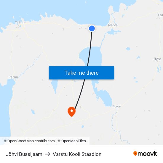 Jõhvi Bussijaam to Varstu Kooli Staadion map