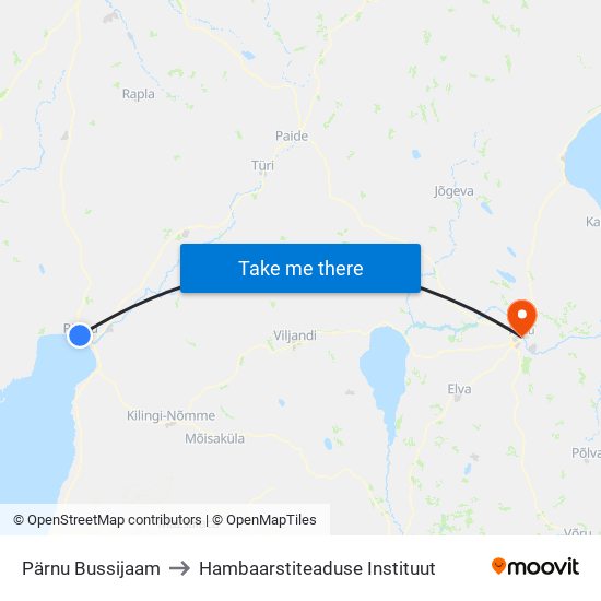 Pärnu Bussijaam to Hambaarstiteaduse Instituut map