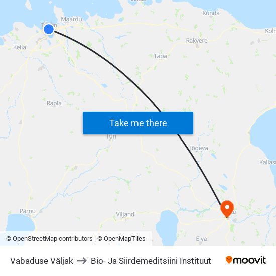 Vabaduse Väljak to Bio- Ja Siirdemeditsiini Instituut map