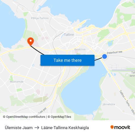 Ülemiste Jaam to Lääne-Tallinna Keskhaigla map
