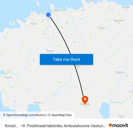 Kivisilla to Psühhiaatriakliiniku Ambulatoorne Vastuvõtt map