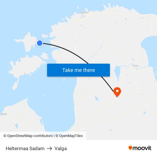 Heltermaa Sadam to Valga map