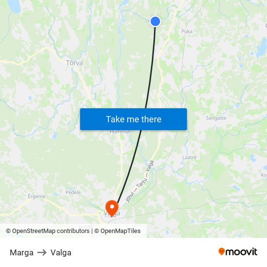 Marga to Valga map