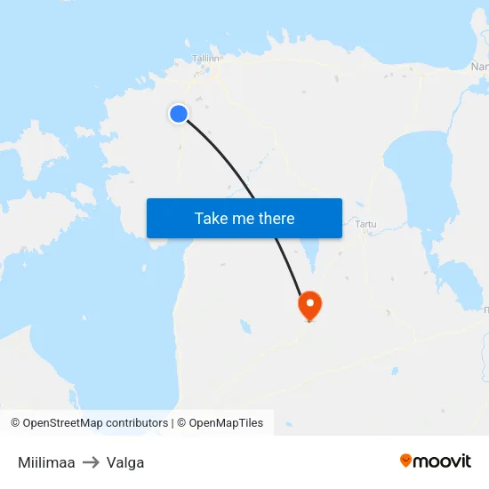 Miilimaa to Valga map