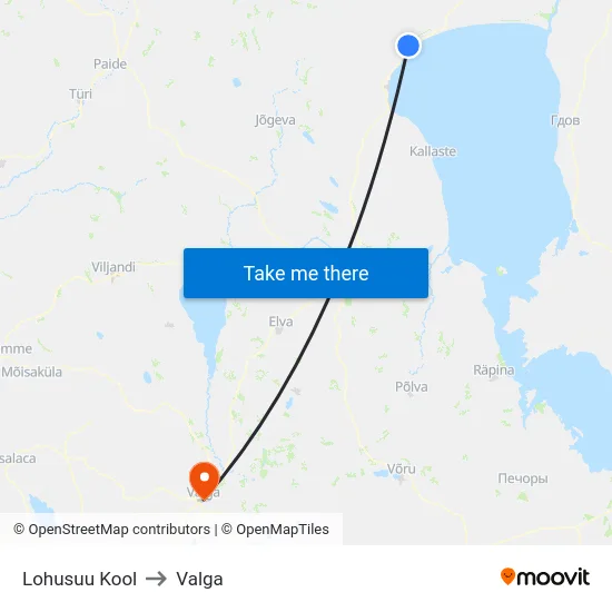 Lohusuu Kool to Valga map