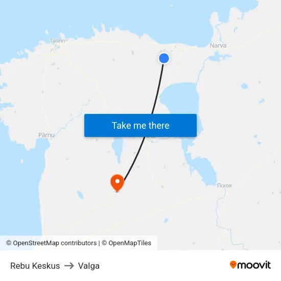 Rebu Keskus to Valga map