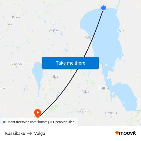 Kassikaku to Valga map