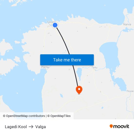 Lagedi Kool to Valga map