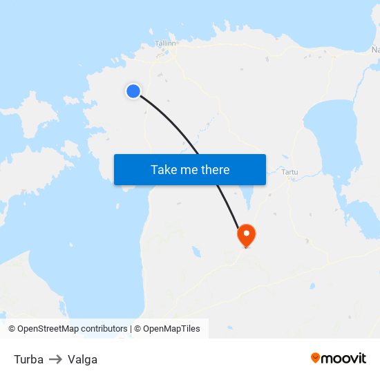 Turba to Valga map