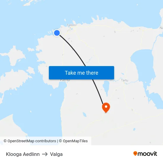 Klooga Aedlinn to Valga map
