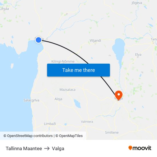 Tallinna Maantee to Valga map