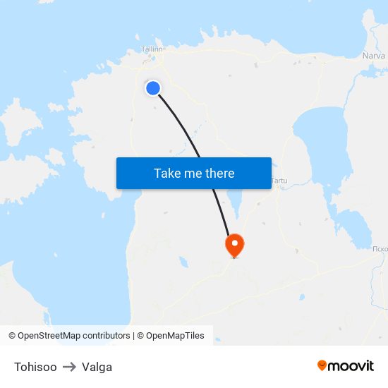 Tohisoo to Valga map