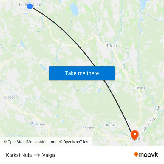 Karksi-Nuia to Valga map