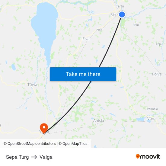 Sepa Turg to Valga map