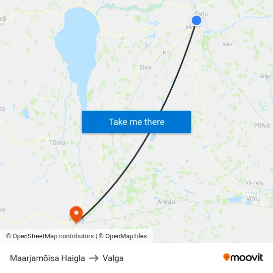 Maarjamõisa Haigla to Valga map