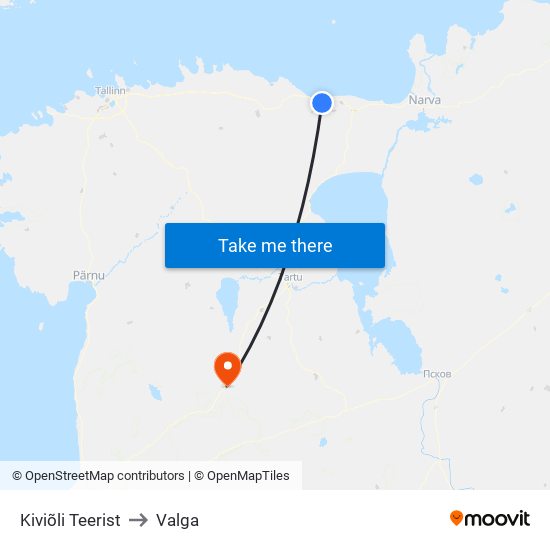 Kiviõli Teerist to Valga map