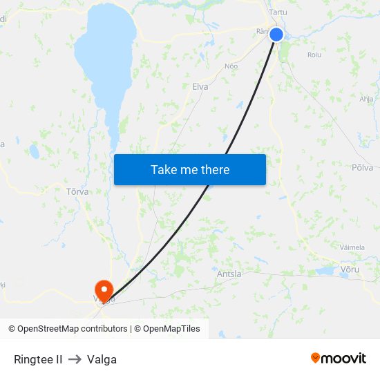 Ringtee II to Valga map