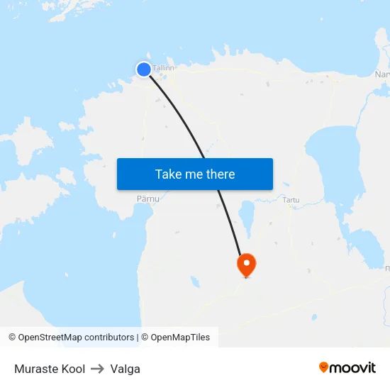 Muraste Kool to Valga map