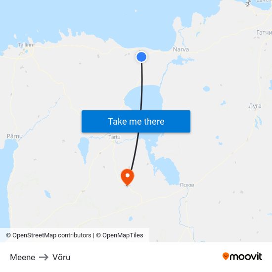 Meene to Võru map