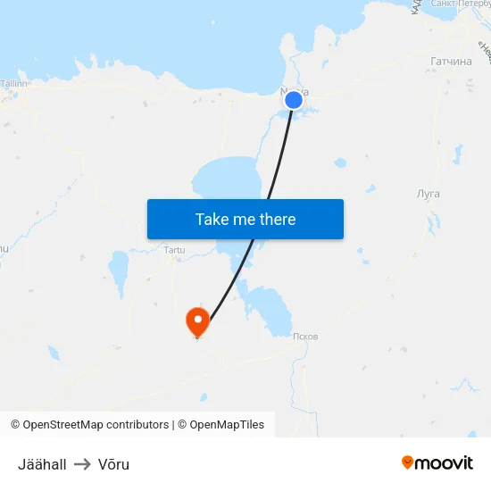 Jäähall to Võru map
