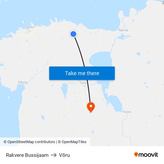 Rakvere Bussijaam to Võru map