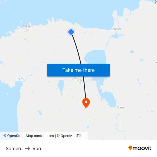 Sõmeru to Võru map