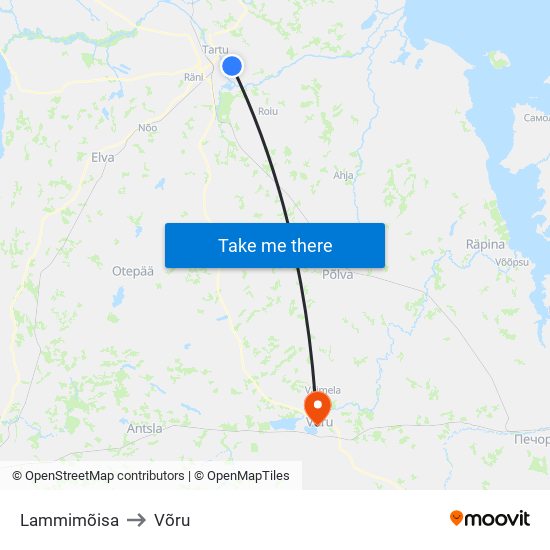 Lammimõisa to Võru map