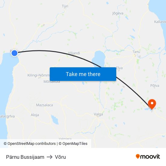 Pärnu Bussijaam to Võru map