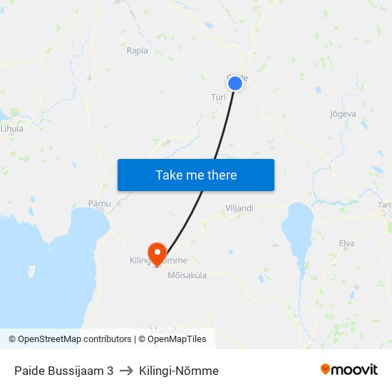 Paide Bussijaam 3 to Kilingi-Nõmme map