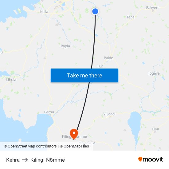 Kehra to Kilingi-Nõmme map