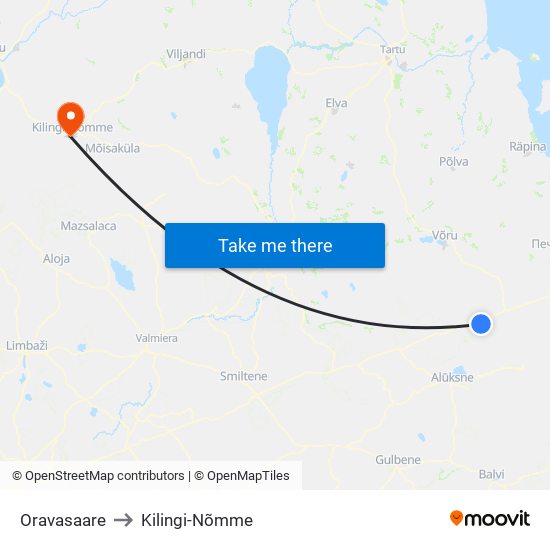 Oravasaare to Kilingi-Nõmme map