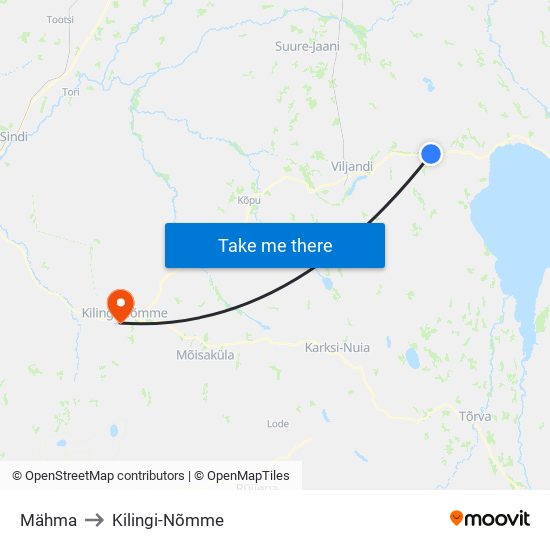 Mähma to Kilingi-Nõmme map