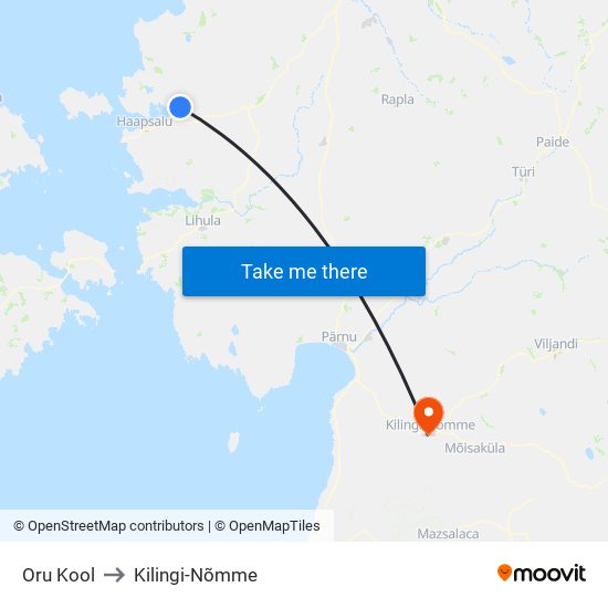 Oru Kool to Kilingi-Nõmme map