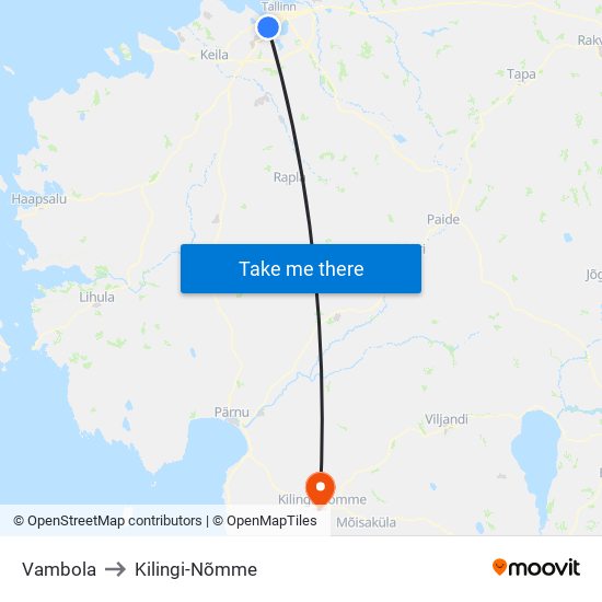 Vambola to Kilingi-Nõmme map