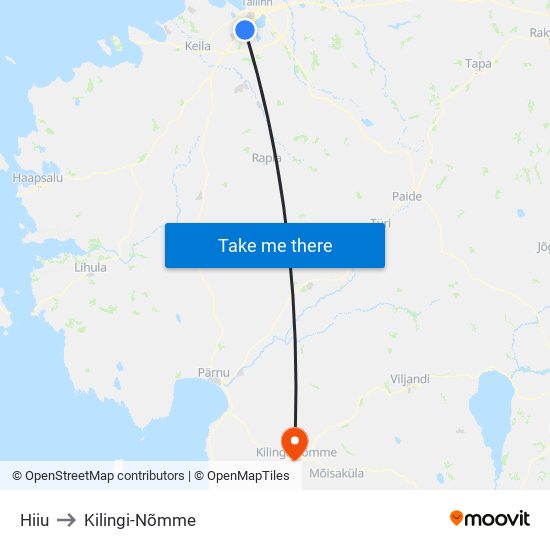 Hiiu to Kilingi-Nõmme map